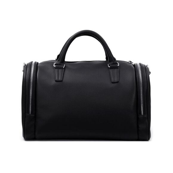 Brandon Blackwood  Medium Duffle Bag in Black Grain Leather with Silver Hardware - Picture 5 of 7
